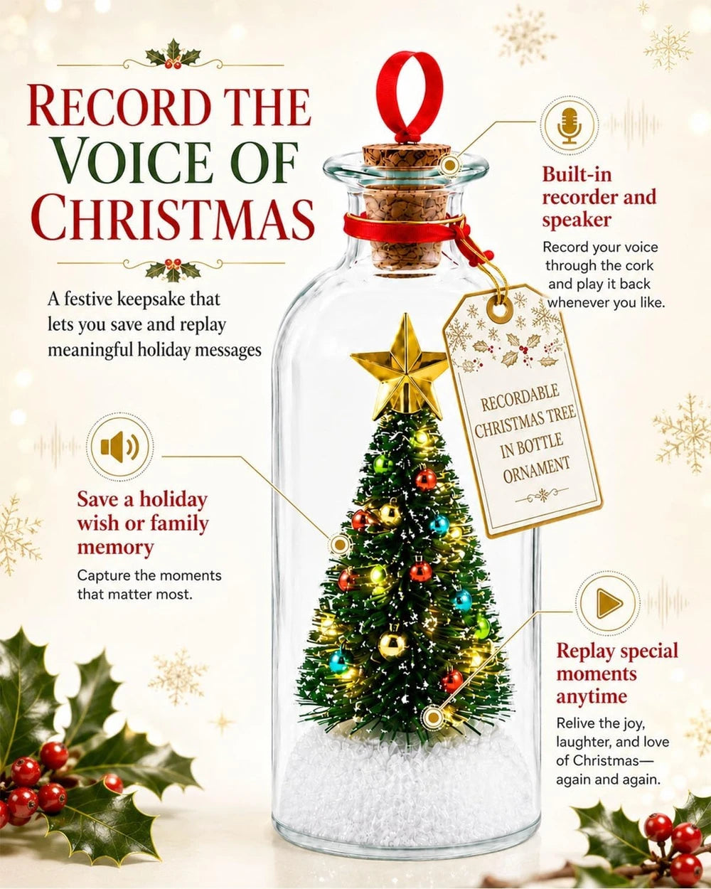 Recordable Christmas Tree Message Bottle